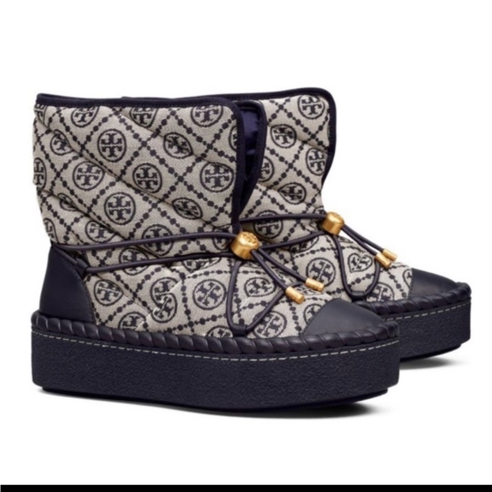 Tory Burch Black and Gold Winter Boots